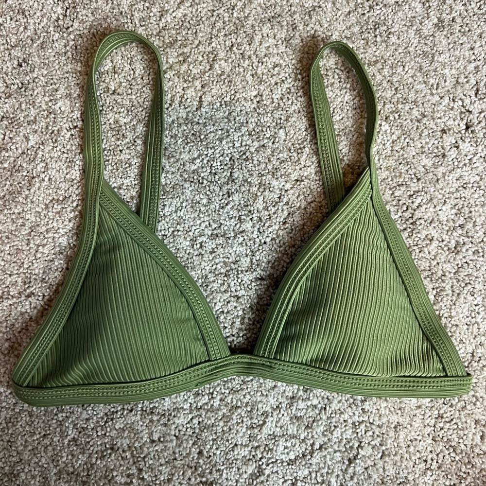 Green ribbed bikini top